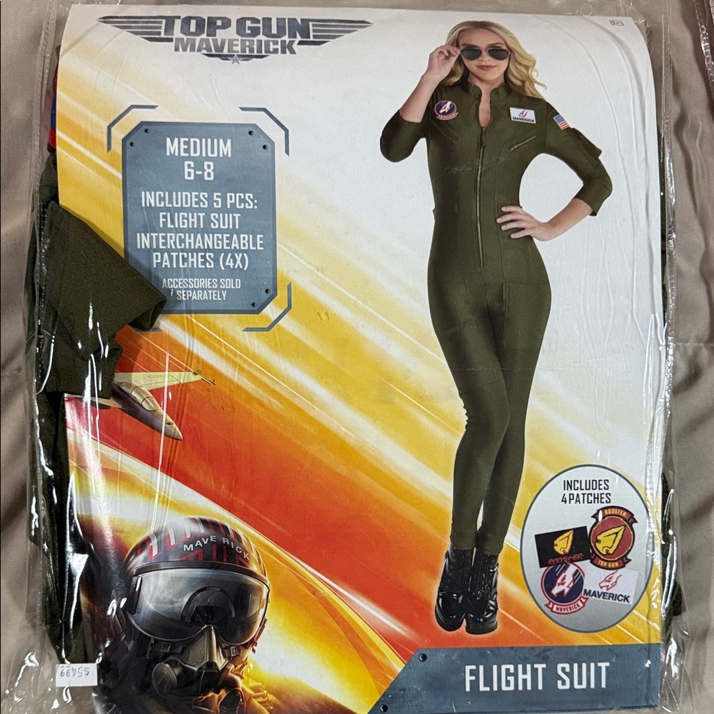 Women Top Gun costume Green Flight Suit